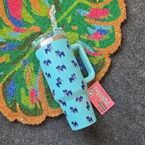 Blue Puppie Love 40oz Tumbler With Straw
